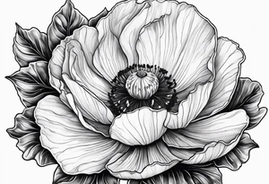 WORLD GLOBE INSIDE A POPPY FLOWER BUD tattoo idea