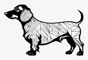 Create a minimalist tattoo of a small Dachshund, capturing its unique shape and playful demeanor with clean lines. tattoo idea