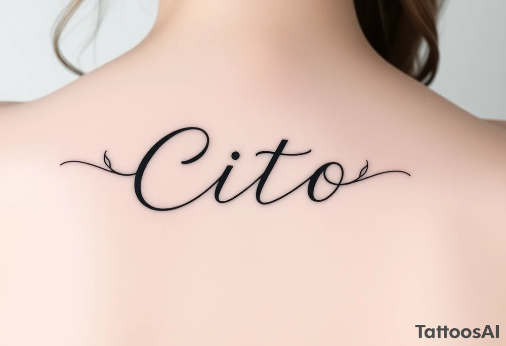 Write the name Cito out in cursive but the cursive should look like a vine with some detail tattoo idea
