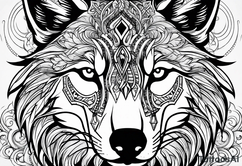 Powerful wolf tattoo idea