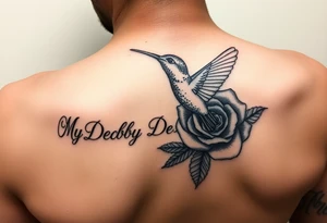 My mother's name: Debby Deguzman with a humming bird and a rose tattoo idea