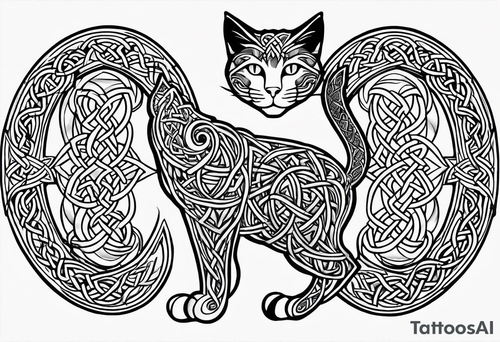 celtic knotwork cat tattoo idea