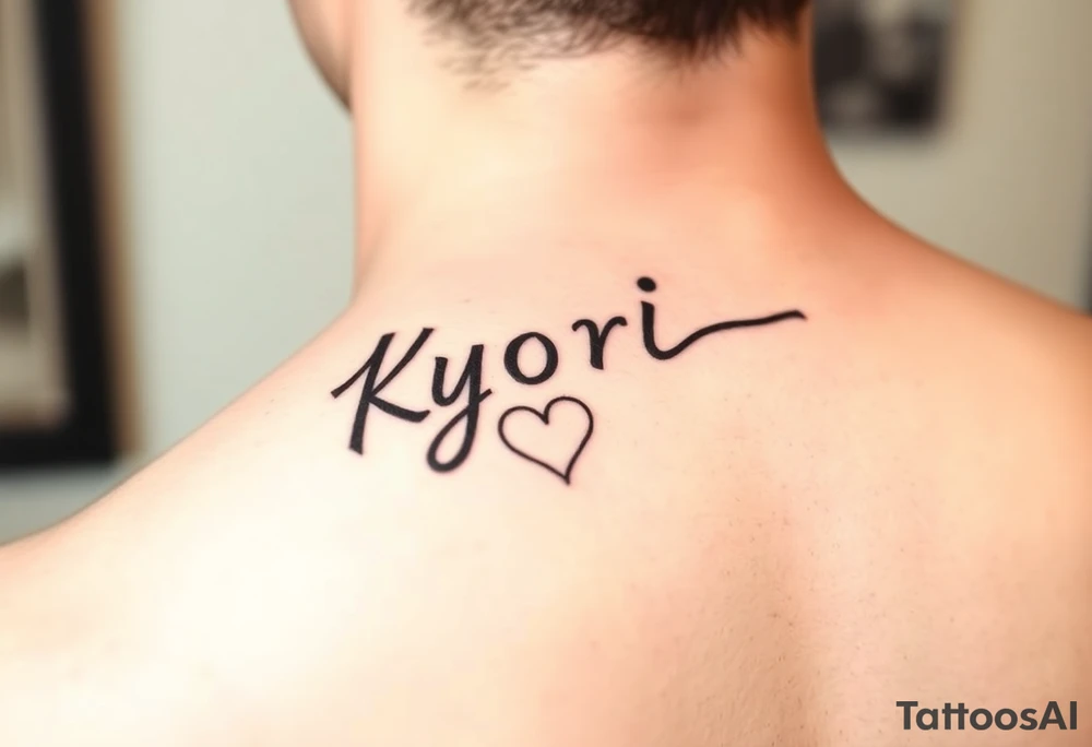 Kyori in cursive but instead of the dot in the i make it a heart tattoo idea
