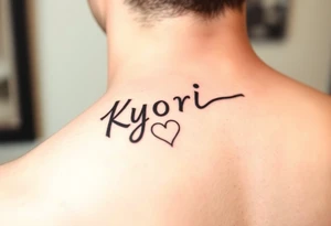 Kyori in cursive but instead of the dot in the i make it a heart tattoo idea