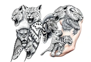 creative collage of different exotic animals tattoo idea