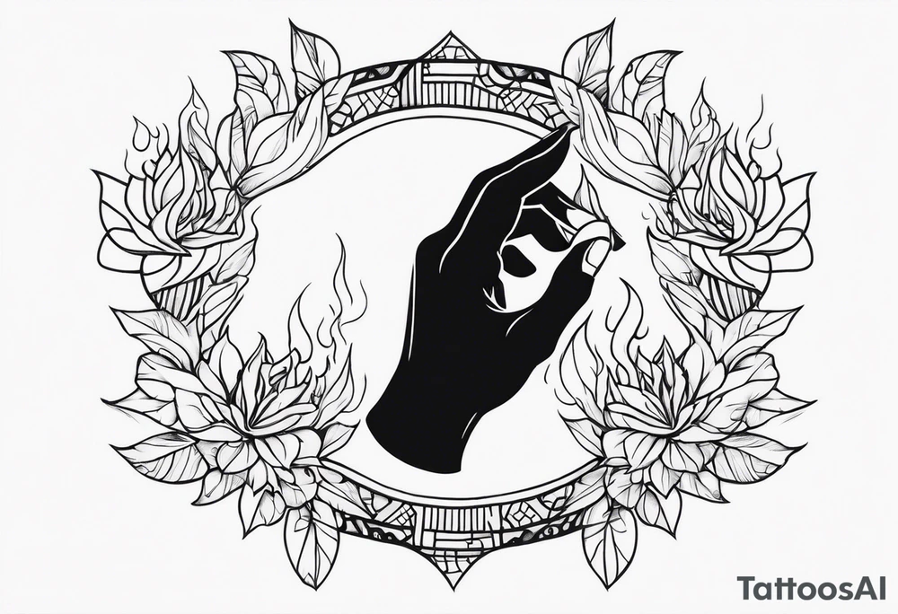 A hand holding fire tattoo idea