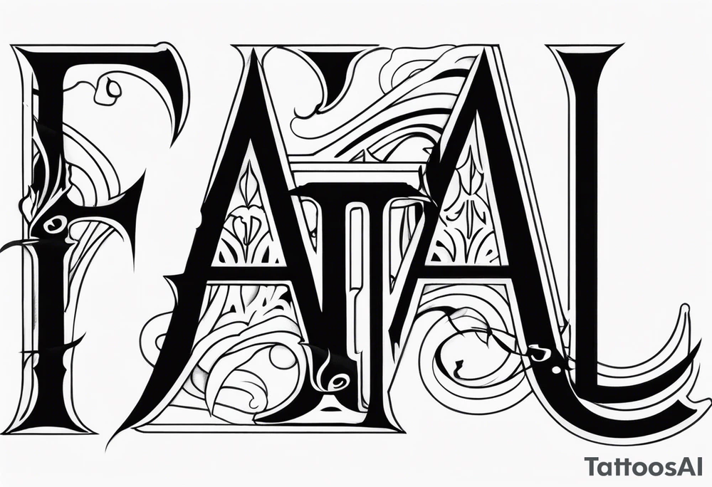 The word “ fatal” in a scary font tattoo idea
