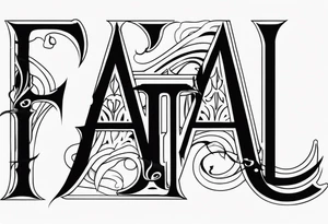 The word “ fatal” in a scary font tattoo idea