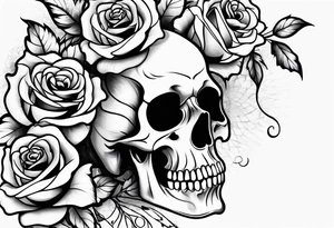 skull and roses tattoo idea