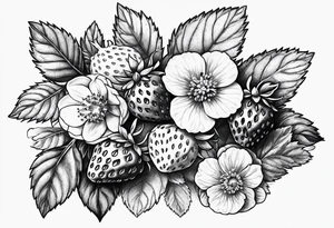 Strawberry and raspberries mixed with flowers tattoo tattoo idea