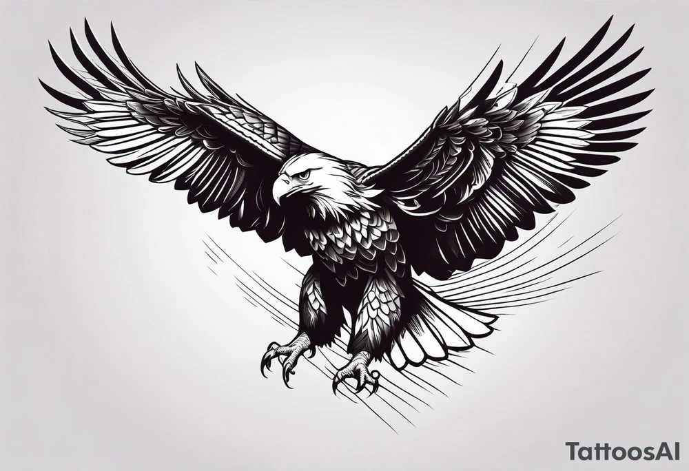 eagle full body fly vector tattoo idea