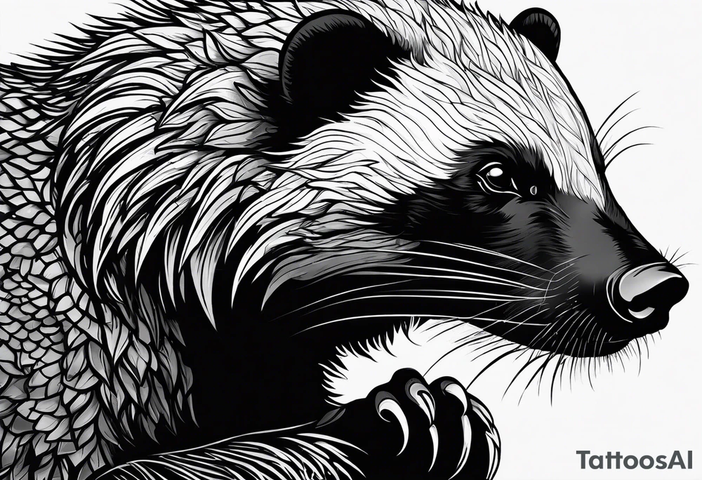 Beautiful powerful honey badger tattoo idea