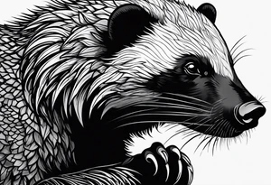 Beautiful powerful honey badger tattoo idea