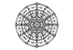 mytical shaman and witch ancient ornament with runes tattoo idea