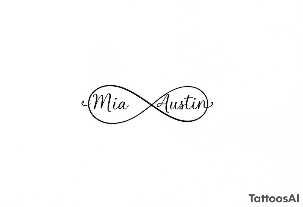 Infinity symbol with the name's Mia and Austin tattoo idea
