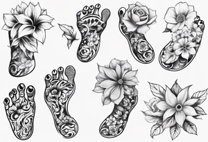 Baby Feet Made Of Flowers tattoo idea