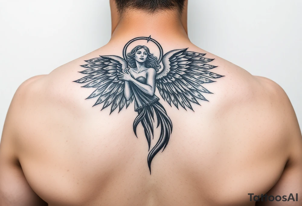 guardian angel women tattoo idea