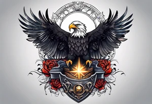 Dark eagle chest tattoo idea