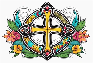 a cross with a snake around it tattoo idea