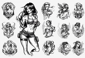 toples fighter girl tattoo idea