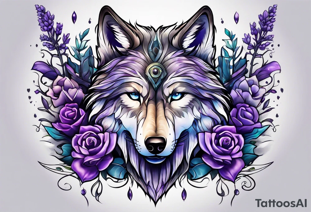 lavander and wolf tattoo idea