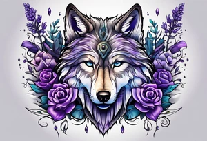 lavander and wolf tattoo idea