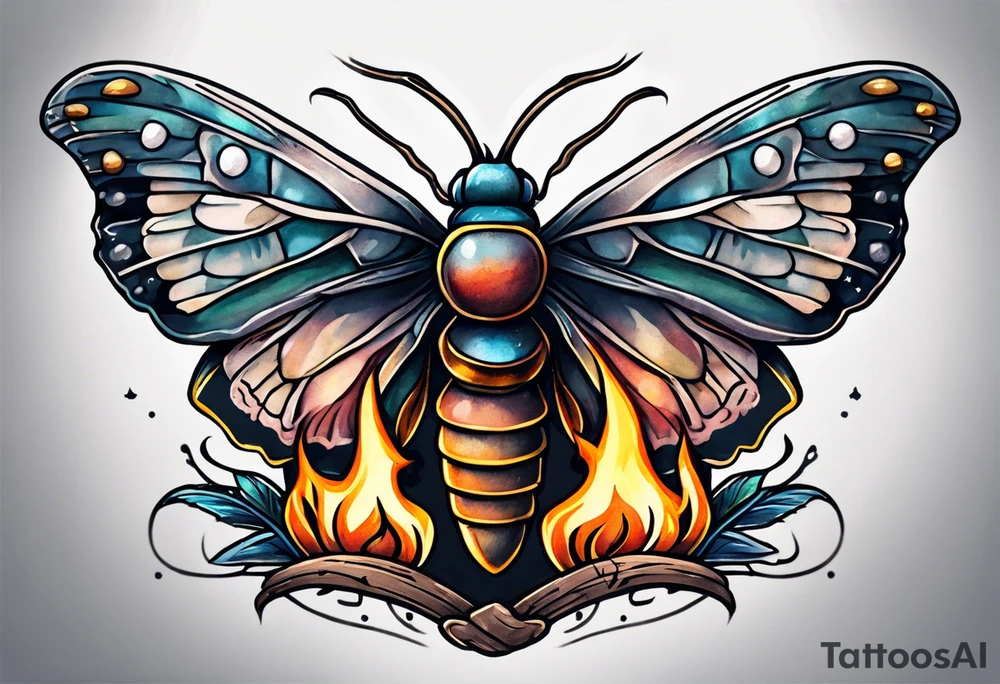 Moth and campfire tattoo idea