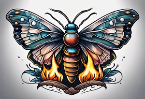 Moth and campfire tattoo idea