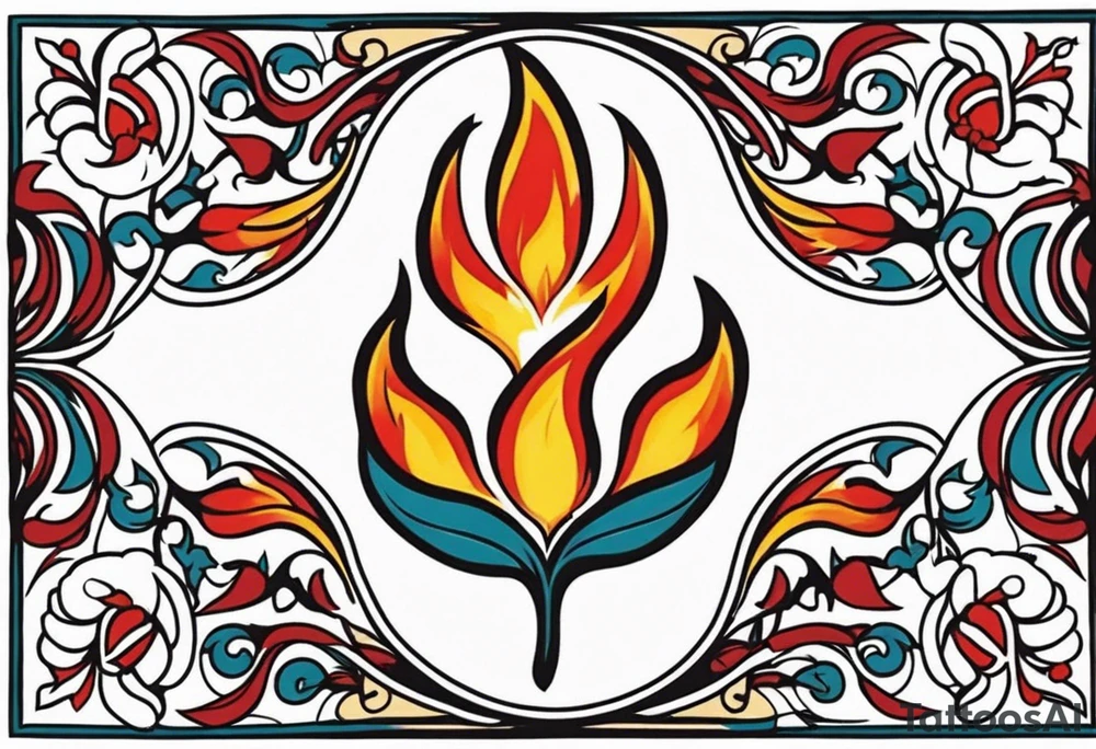 tongue of fire
old school vintage simple traditional design with vintage flowers surrounding
bold color simple tattoo idea