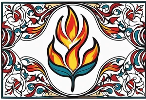 tongue of fire
old school vintage simple traditional design with vintage flowers surrounding
bold color simple tattoo idea