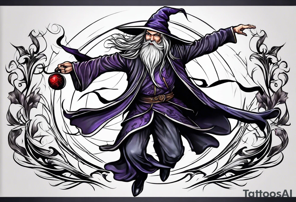 leaping wizard tattoo idea