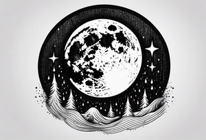 Moon and rain tattoo idea