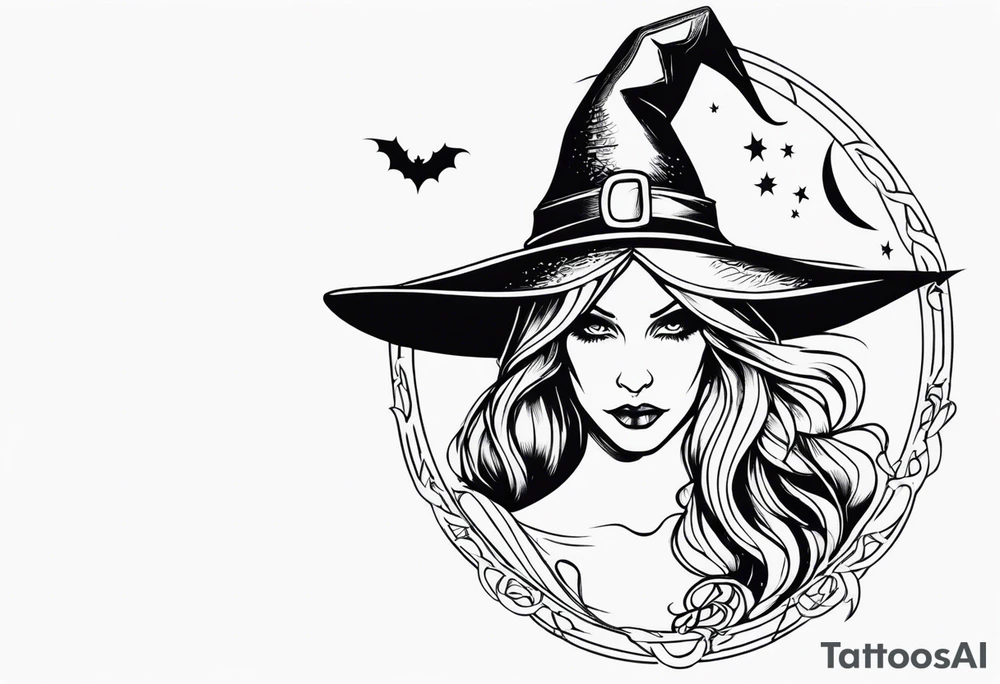 witch Halloween tattoo idea