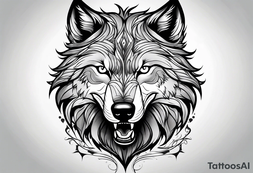 wolf growling tattoo idea
