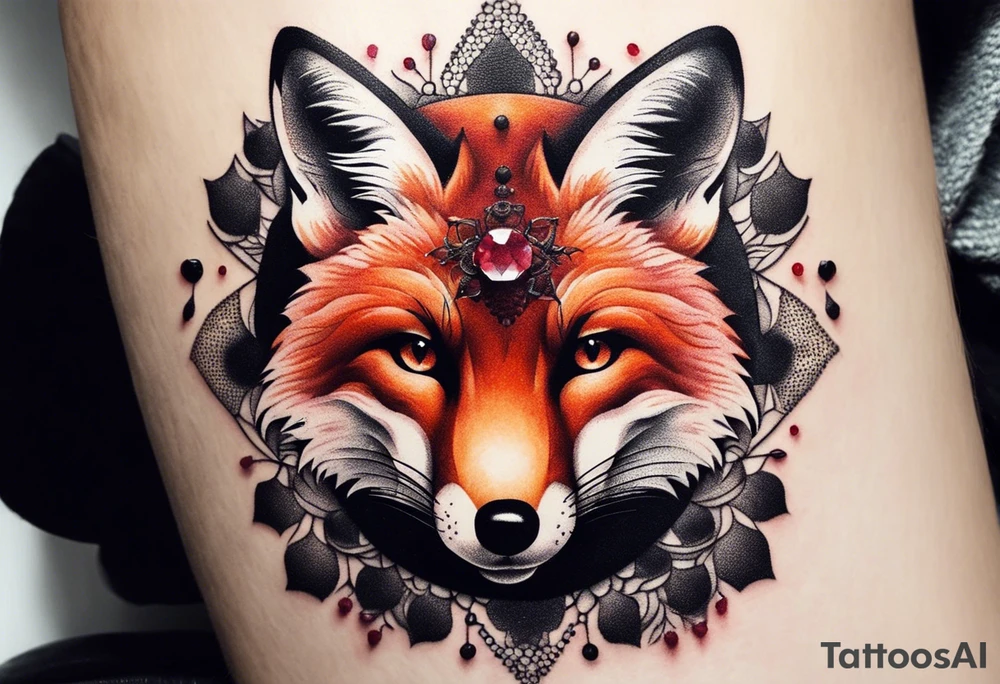 Fox with a Ruby and a honey bee tattoo idea