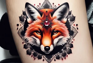 Fox with a Ruby and a honey bee tattoo idea