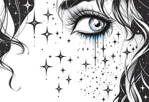 Small stars and tears background tattoo idea