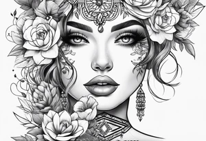 Girlie thigh art tattoo idea