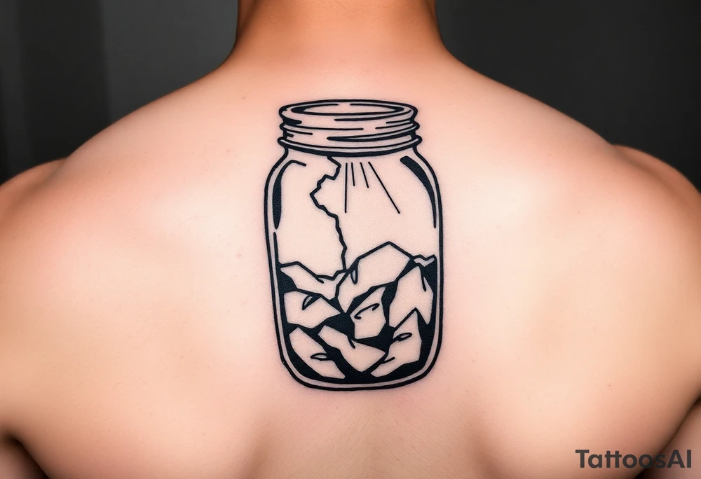 design a tattoo based on “treasures in jars of clay”design a jar that is slightly cracked with some rays of light coming out. tattoo idea