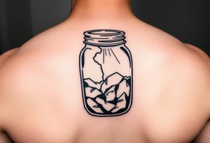 design a tattoo based on “treasures in jars of clay”design a jar that is slightly cracked with some rays of light coming out. tattoo idea