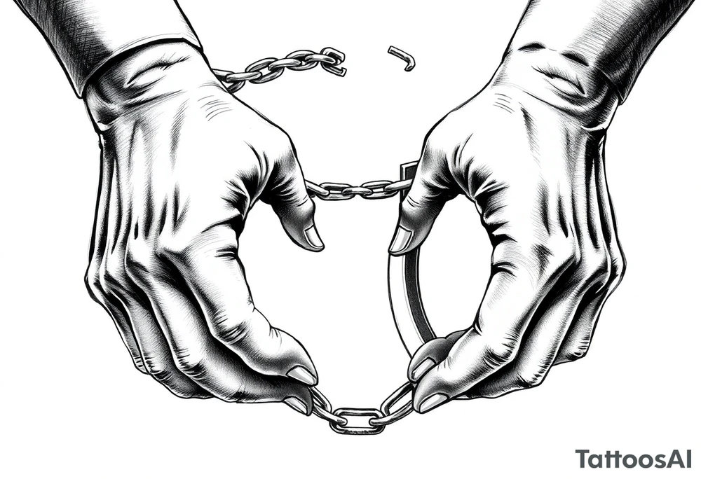 broken handcuffs corrupt system tattoo idea