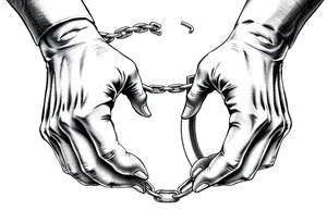 broken handcuffs corrupt system tattoo idea