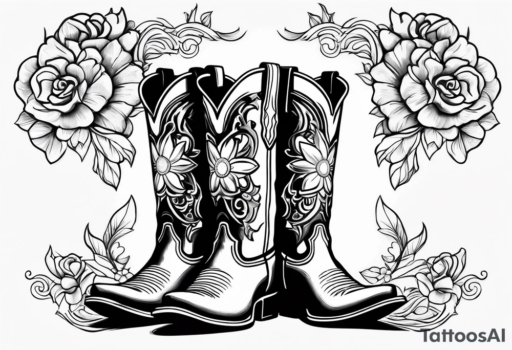 Cowboy boots flowers inside boots cowboy hat howdy tattoo idea