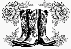 Cowboy boots flowers inside boots cowboy hat howdy tattoo idea