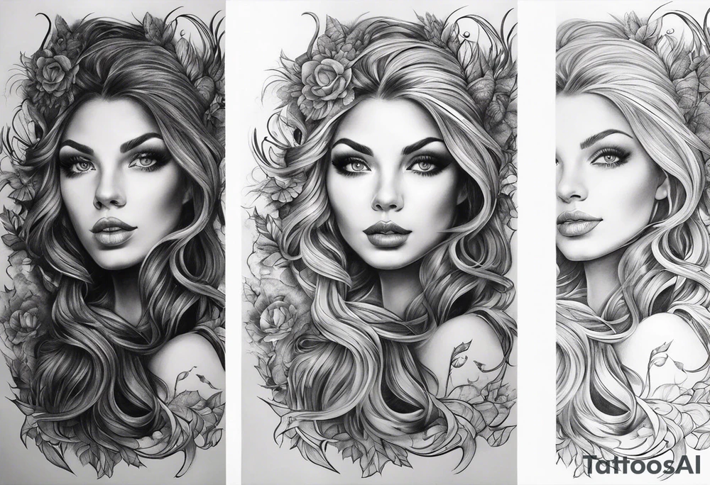 A fairy/witch with a Lot of collors, make It look mystic and really colorful and realistic. The background should also be colored please dont show anything Black and white tattoo idea