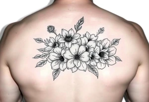 Bouquet of birth flowers of months of march April may July September and October tattoo idea