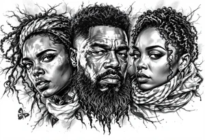 Civil rights and black liberation of African American historic figures and events and 1950’s - 1970’s theme  Malcom x Martin Luther king James brown Diana Ross and the supremes black panthers tattoo idea