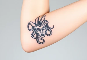 Medusa with white eyes tattoo idea