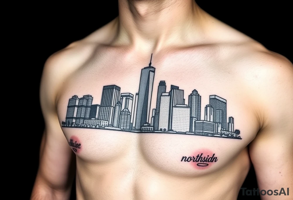 Northside Houston skyline tattoo idea