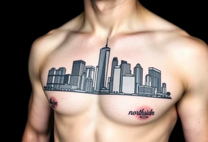 Northside Houston skyline tattoo idea